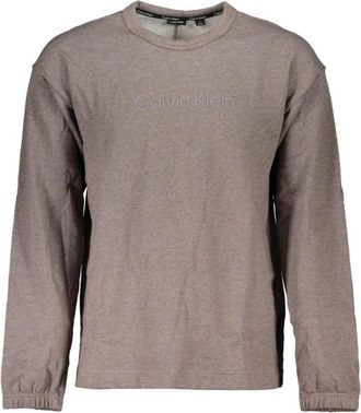 Calvin Klein Brushed Cotton Logo Sweatshirt - Heren - Sweatshirts - Bruin - S - Katoen - Hoodies & sweatvesten