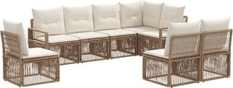 vidaXL Conjunto De Sof&aacute;s De Jard&iacute;n 8 Uds. Beige Rat&aacute;n Sint&eacute;tico Vidaxl