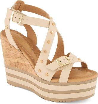 Andrea Womens Casual Wedge Sandal In Beige