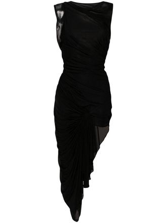 CHRISTOPHER ESBER Galathea asymmetric midi dress - women - Viscose/Polyester - 10 - Black