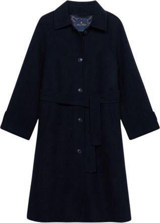 Brooks Brothers Wool Car Coat - Dames - Mantel - Blauw - L - Wol - Jassen