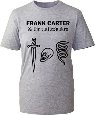 Generic Frank Carter and The Rattlesnakes Alternative Rock Tattoo Aesthetic Tee - Minimal Skull Dagger, and Spiral Snake Print Tee Top for Unisex (HeatherGrey