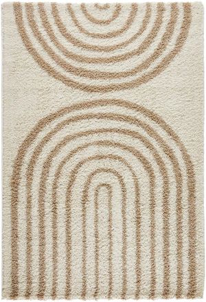 Nazar Rugs Alfombra shaggy de pelo largo dise&ntilde;o de arco - beige - 160x230 cm