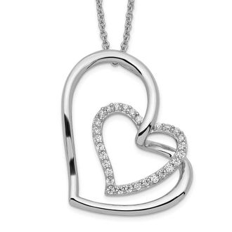 Diamond2Deal Sterling Silver Antiqued Cubic Zirconia Thank You Grandma Hearts Necklace