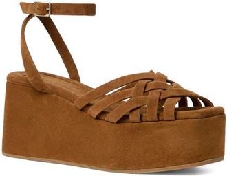 Loeffler Randall Channing Ankle Strap Platform Wedge Sandal in Cacao at Nordstrom, Size 10.5