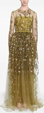 Giambattista Valli Abito lungo in tulle con ricamo - Verde