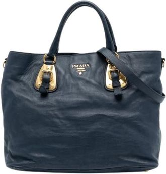 Prada Pre-owned Tote Bags, female, Blue, Size: ONE SIZE Pre-owned Satchel