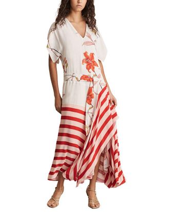 Reiss Alicia Floral Stripe Print Dress