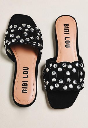 Bibi Lou Studded Faux Suede Slides