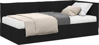 vidaXL Estructura De Cama Esquina Con Colch&oacute;n 2 Uds. Negro 90 X 190 Cm Vidaxl