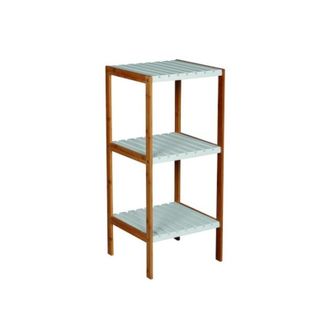 MSV Estante De 3 Niveles Bamb&uacute; Y Mdf Bamb&uacute; Y Blanco Msv