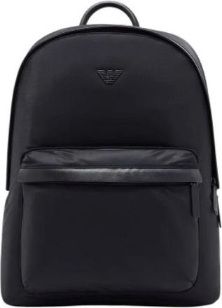 Emporio Armani Tassen, unisex, Zwart, ONE Size, Nylon, Nylon Rugzak met Rits en Lederen Details