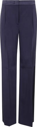 Alberta Ferretti Satijnen Broek - Dames - Wijde Broeken - Blauw - M - Satijn - Broeken