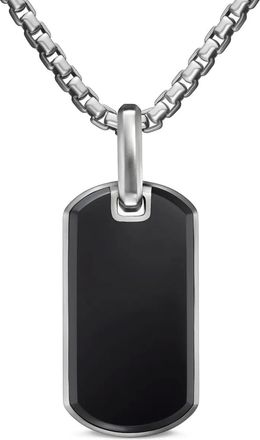 David Yurman Targhetta Chevron in argento sterling con onice (27mm)