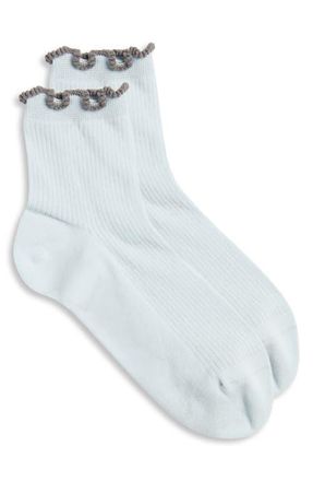 Casa Clara Love Indie Lettuce Edge Cotton Blend Quarter Socks in Steel at Nordstrom