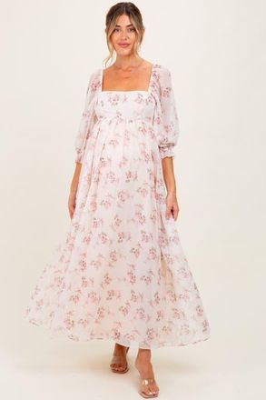 Pinkblush Floral Chiffon Long Sleeve Maxi Dress in Light Pink at Nordstrom, Size Small