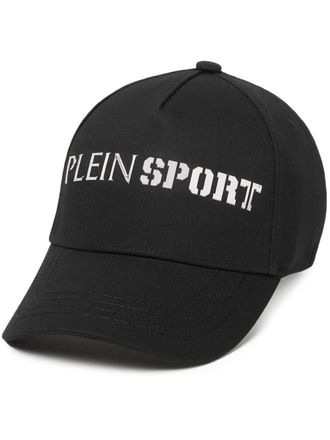 Plein Sport logo-print cotton baseball cap - Black