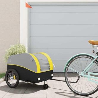 vidaXL Vidaxl - Remolque Para Bicicleta Hierro Negro Y Amarillo 45 Kg