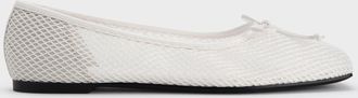 Charles & Keith Mesh Square-Toe Bow Ballet Flats