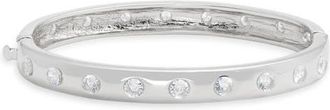 Nordstrom Cubic Zirconia Hinge Bangle Bracelet in Clear- Silver at Nordstrom