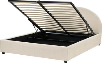 Beliani Cama Con Almacenaje De Poli&eacute;ster Beige 160 X 200 Cm Otomana Vaucluse