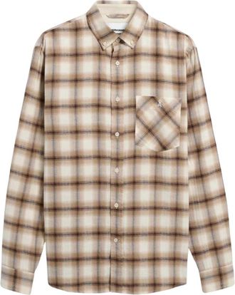 Armedangels Katoenen geruite blouse met lange mouwen - Heren - Casual Overhemden - Beige - XL - Katoen - Overhemden
