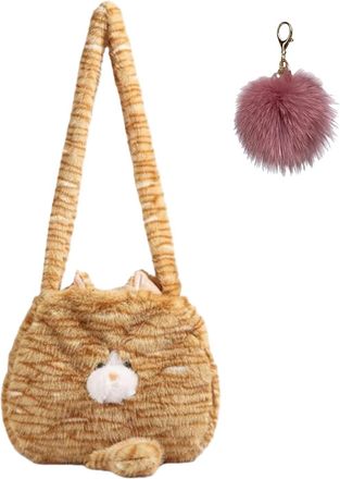 Generic Womens Cute Plush Orange Cat Crossbody, Soft Funny Animal Style Shoulder Bag, Stylish Spacious Large Capacity Tote Bag