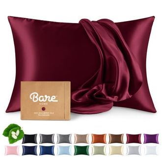 Bare Home 19 Momme 100% Mulberry Silk Pillowcase in Burgundy at Nordstrom, Size Standard