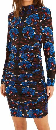 Farm Rio Latina Scarf Jersey Mini Dress In Blue