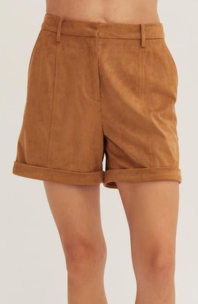 Crescent Suede Cuffed Shorts in Camel at Nordstrom, Size Medium Short