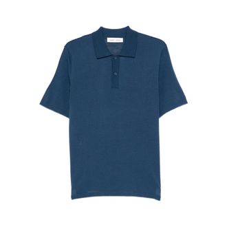Sams&oslash;e & Sams&oslash;e Polo Shirts, male, Blue, Size: XL Point Collar Button-Placket Polo