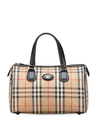 Burberry 20th Century Haymarket Check Canvas boston bag - women - Canvas/Calf Leather - One Size - Brown