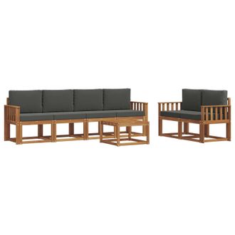 vidaXL Conjunto De Sof&aacute;s De Exterior 7 Pcs Natural Y Antracita Vidaxl