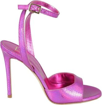 Giampaolo Viozzi Fuchsia Python Print Sandal With Ankle Strap