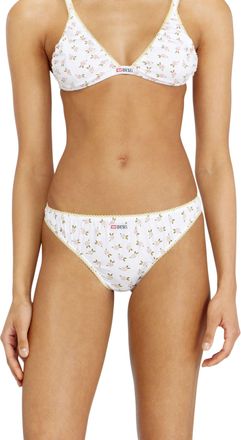 Diesel Thong in cotton with all-over floral print - Strings - Woman - White