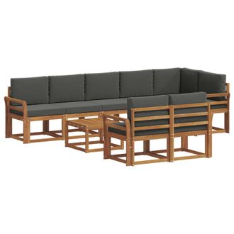 vidaXL Conjunto De Sof&aacute;s De Exterior 9 Pcs Natural Y Antracita Vidaxl