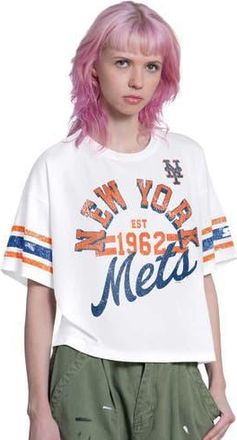 Starter Womens Starter White New York Mets Cropped Hurry Up Offense T-Shirt at Nordstrom, Size Medium
