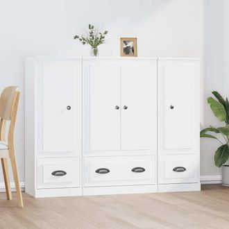 vidaXL Aparadores Altos 3 Piezas Madera Contrachapada Blanco Vidaxl