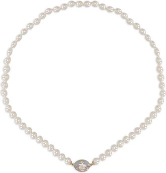 Vivienne Westwood orb pearl necklace - women - Gold Plated Brass/Faux Pearl - 1 - White