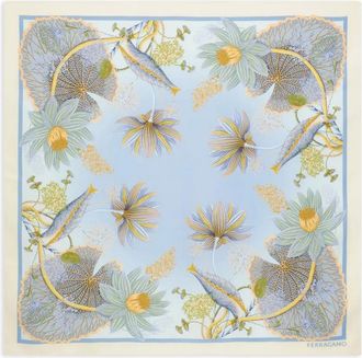 Ferragamo water lilies floral silk scarf - women - Silk - One Size - Blue