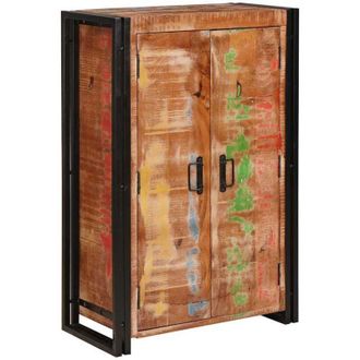 vidaXL Highboard Con Puertas Marr&oacute;n Madera Recuperada S&oacute;lida Y Metal Vidaxl