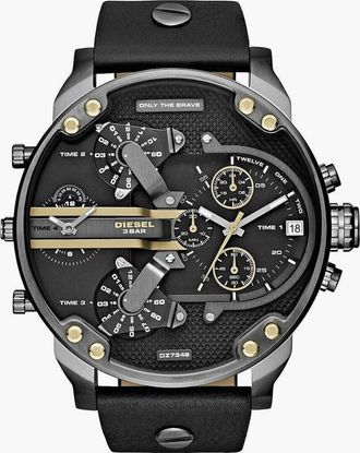 Diesel Mens Diesel DZ7348 Mr. Daddy 2.0 Black Dial Black Leather Mens Watch