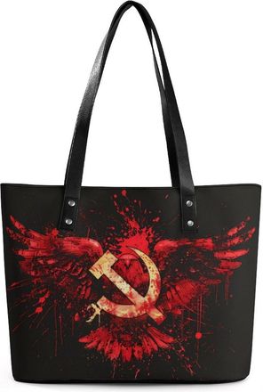 Generic Russia Hammer Flags Hook Ussr Sickle Tote Bags for Women Cute Shoulder Purses Handbags