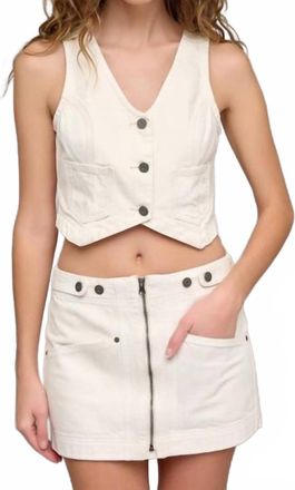 Hidden Jeans Western Zip Denim Skirt In Ecru