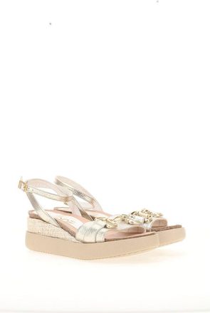 Mjus Sandalen met sleehak, in leer