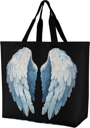 Generic Angel Wings Tote Bag Reusable Grocery Shopping Bags Large Travel One Shoulder Handbag for Picnic Work