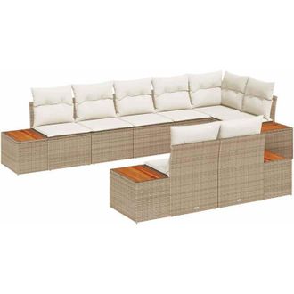 vidaXL Vidaxl - Conjunto De Sof&aacute; De Jard&iacute;n Con Coj&iacute;n 8 Pcs Beige Y Crema