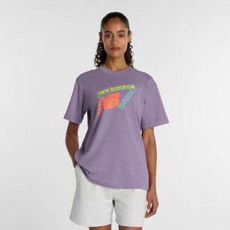 New Balance Donna Classic Tri-Logo T-Shirt in Viola, Cotone, Taglia XL