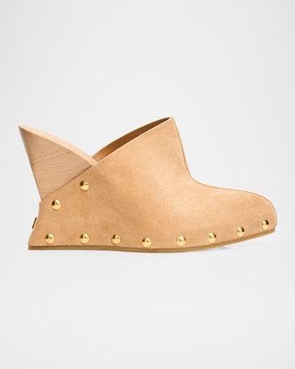 Balmain 95mm Suede Clog Wedges