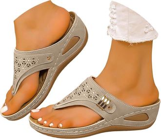 Generic Comfortable Orthopedic Slippers for Women with Arch Support Flip Flops Open Toe Thong Sandals Women Dressy Summer Flat 2026 Ladies Cute Beach Shoes Ou